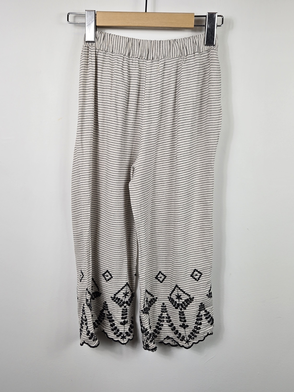 Zara Girls Embroidered Eyelet 2Pc Set Boho Cottagecore Stripe Top 7Y Pants 8Y - Picture 10 of 12